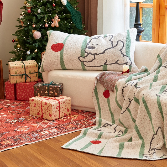 91家纺网 家纺一手货源 找家纺 暖绵绵2025新款半边绒涤纶混纺毯子抱枕套 西卡瑞克