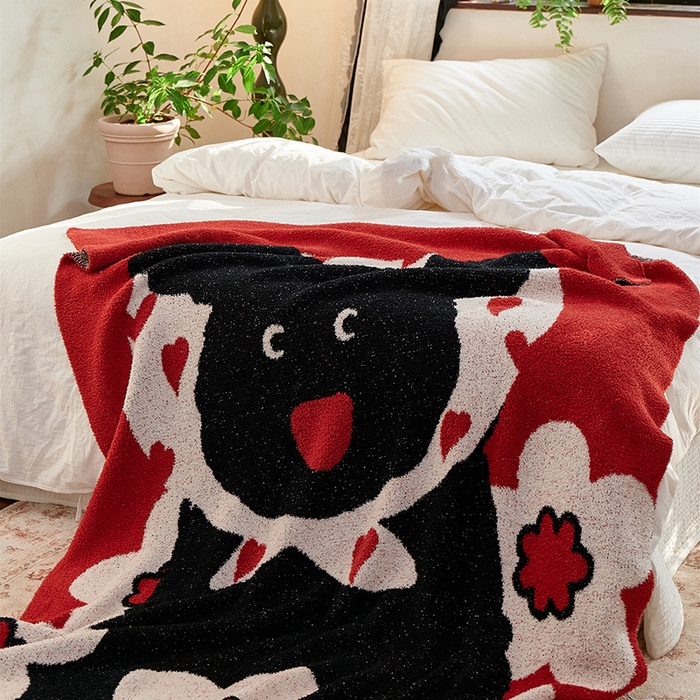 暖绵绵2025新款半边绒涤纶混纺毯子抱枕套 米洛奇