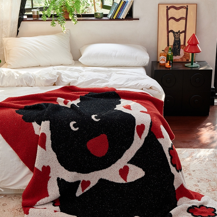 91家纺网 家纺一手货源 找家纺 暖绵绵2025新款半边绒涤纶混纺毯子抱枕套 米洛奇