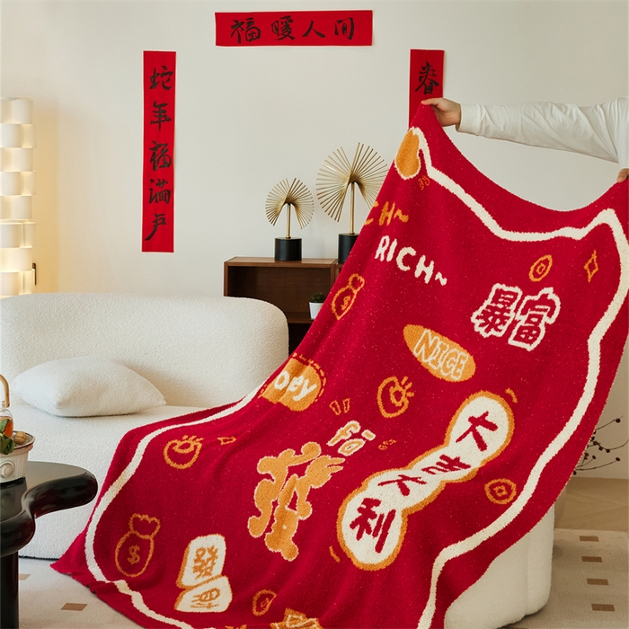 91家纺网 家纺一手货源 找家纺 暖绵绵2025新款半边绒涤纶混纺毯子抱枕套 星运