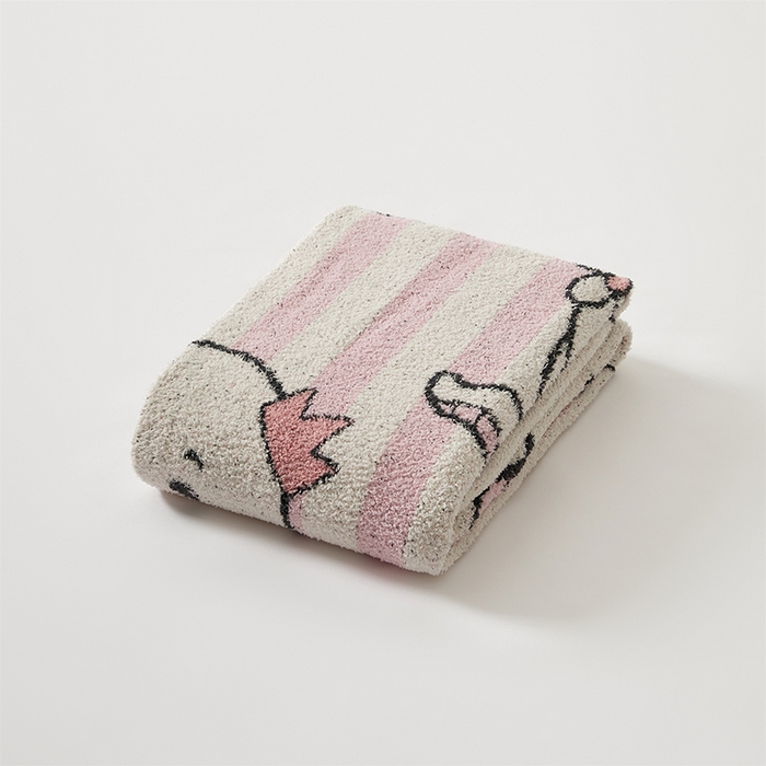 91家纺网 家纺一手货源 找家纺 暖绵绵2025新款半边绒涤纶混纺毯子抱枕套 斯内克-粉