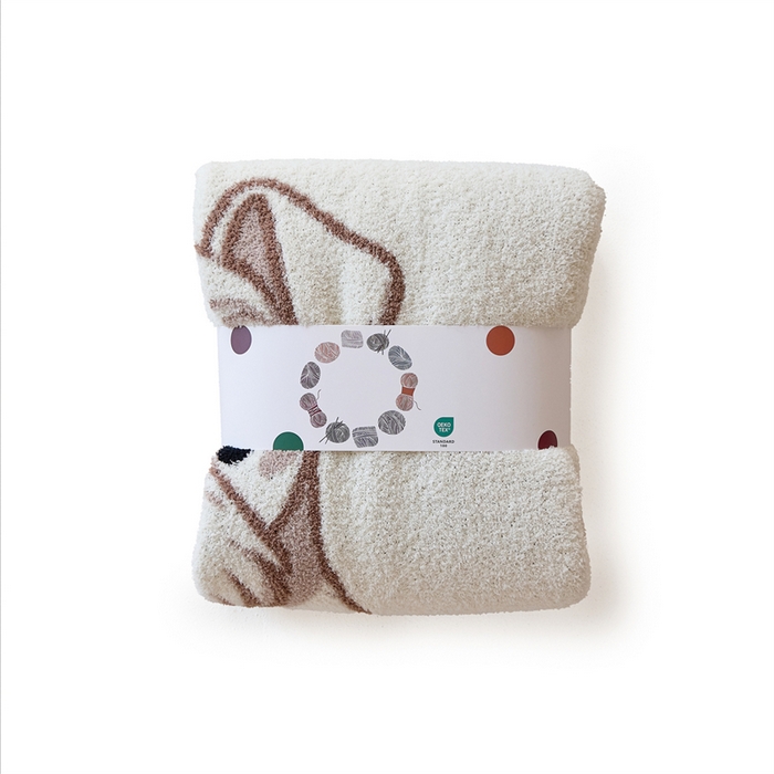 91家纺网 家纺一手货源 找家纺 暖绵绵2025新款半边绒涤纶混纺毯子抱枕套 狗狗四小只-鲁哈斯