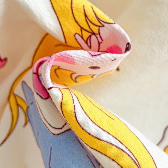 91家纺网 家纺一手货源 找家纺 罗亿家纺 2025新款卡通水洗云朵棉110g单床笠 美少女