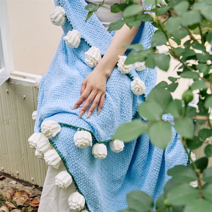 91家纺网 家纺一手货源 找家纺 暖绵绵家纺 2025春夏新款玫瑰花束毯多功能盖毯花束毯子 玫瑰花毯子毛毯毯子-桑薇