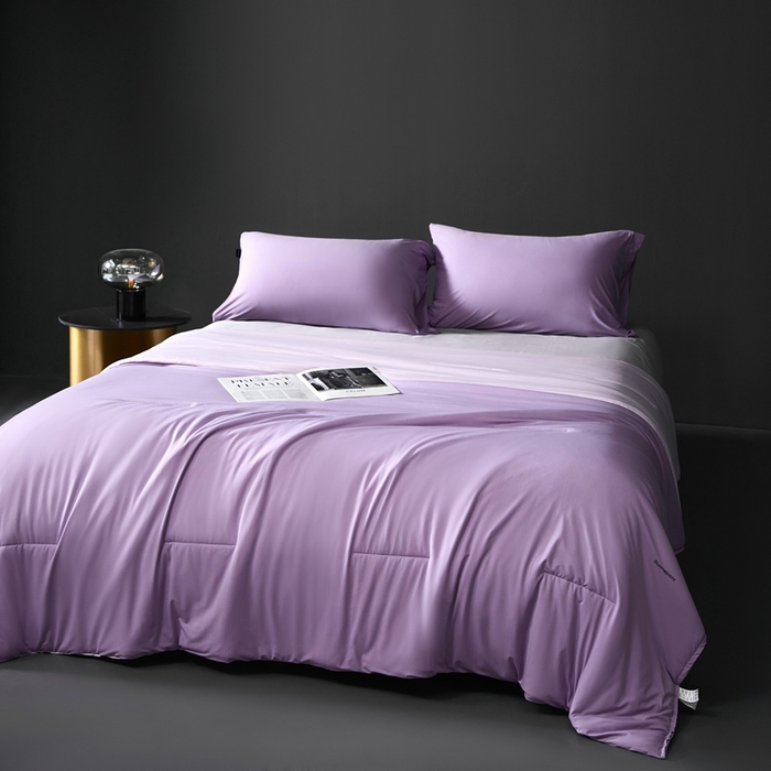 91家纺网 家纺一手货源 找家纺 朵美2025新款恒温深睡夏被含精致礼品袋 马卡龙-风信紫