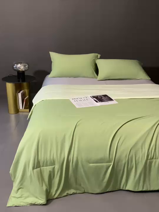 91家纺网 家纺一手货源 找家纺 朵美2025新款恒温深睡夏被含精致礼品袋 马卡龙-柳绿