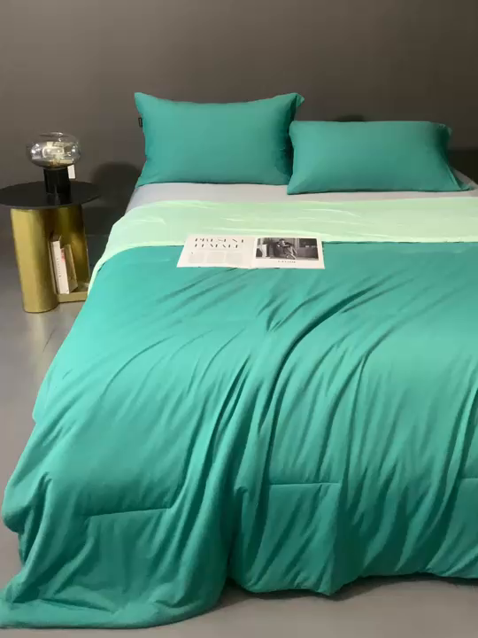 91家纺网 家纺一手货源 找家纺 朵美2025新款恒温深睡夏被含精致礼品袋 马卡龙-松绿