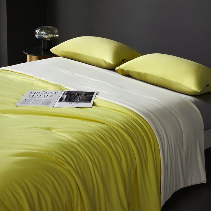 91家纺网 家纺一手货源 找家纺 朵美2025新款恒温深睡夏被含精致礼品袋 马卡龙-盏黄