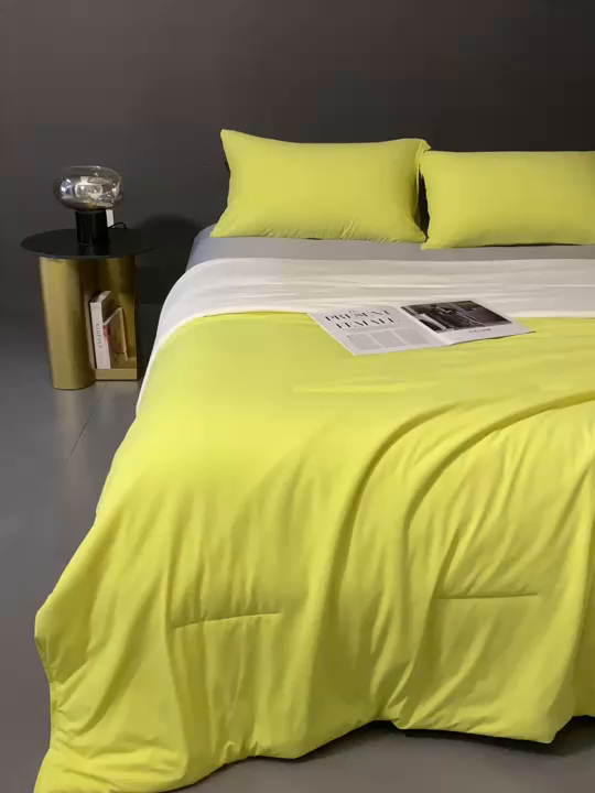 91家纺网 家纺一手货源 找家纺 朵美2025新款恒温深睡夏被含精致礼品袋 马卡龙-盏黄