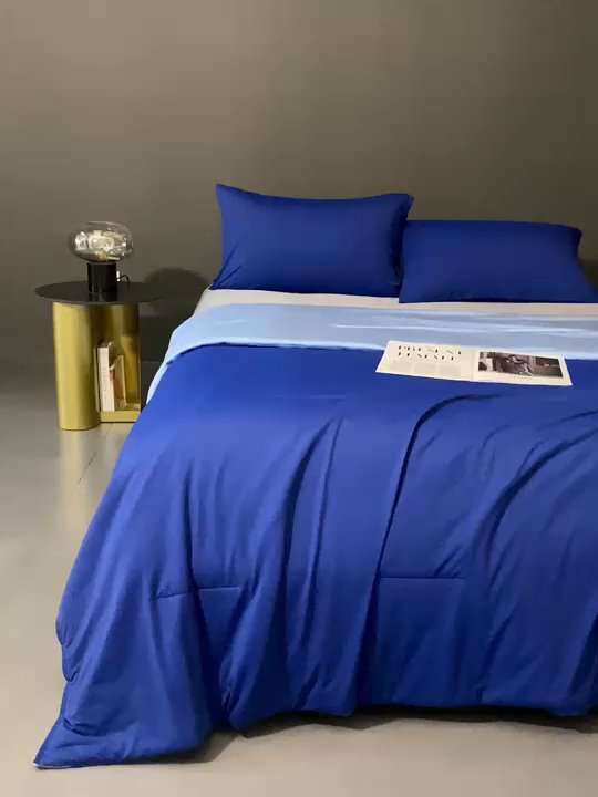 91家纺网 家纺一手货源 找家纺 朵美2025新款恒温深睡夏被含精致礼品袋 亚朵-深睡蓝