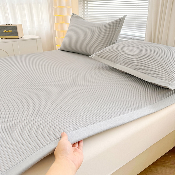 91家纺网 家纺一手货源 找家纺 如一 2025新款A类PE冰豆豆复合三明治凉席时尚款 时尚-摩登灰