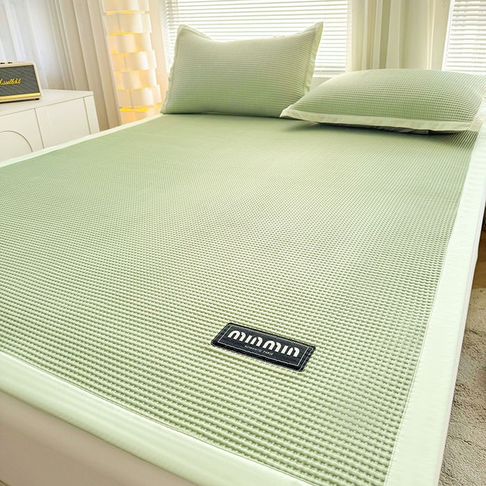 91家纺网 家纺一手货源 找家纺 如一 2025新款A类PE冰豆豆复合三明治凉席时尚款 时尚-莫奈绿