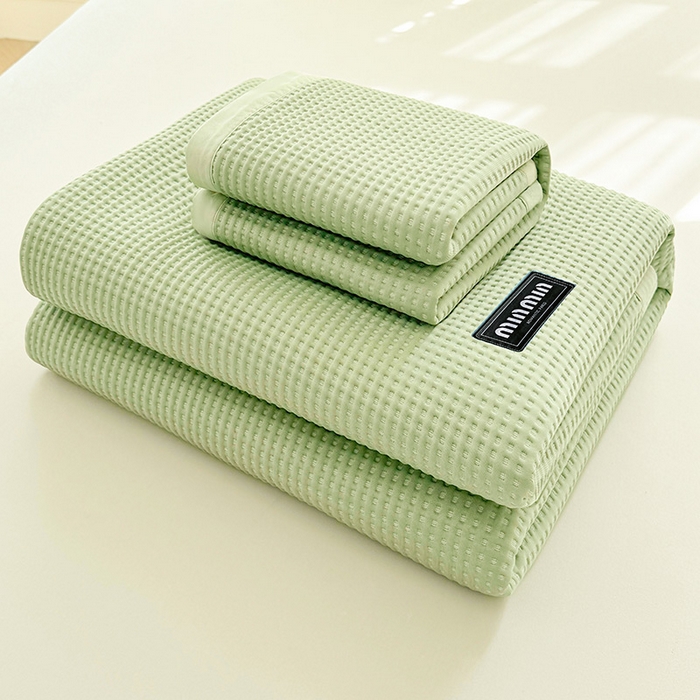 91家纺网 家纺一手货源 找家纺 如一 2025新款A类PE冰豆豆复合三明治凉席时尚款 时尚-莫奈绿