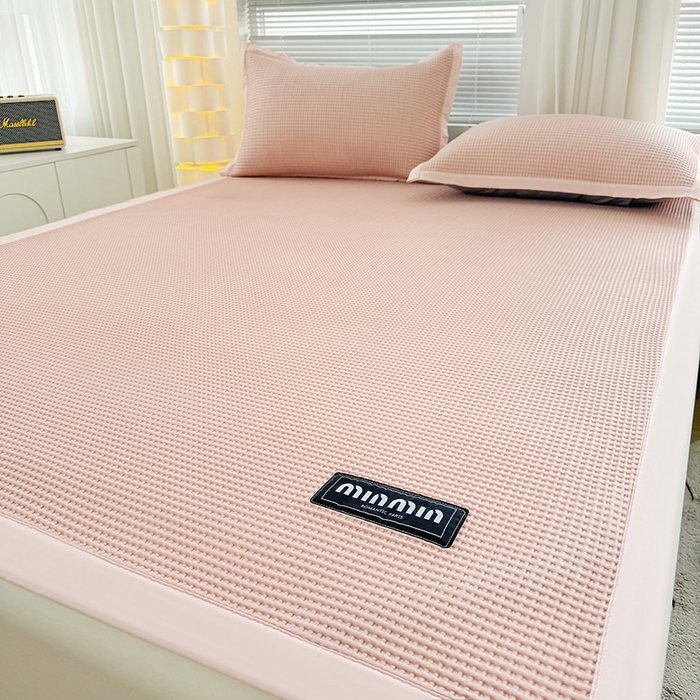 91家纺网 家纺一手货源 找家纺 如一 2025新款A类PE冰豆豆复合三明治凉席时尚款 时尚-蜜桃粉