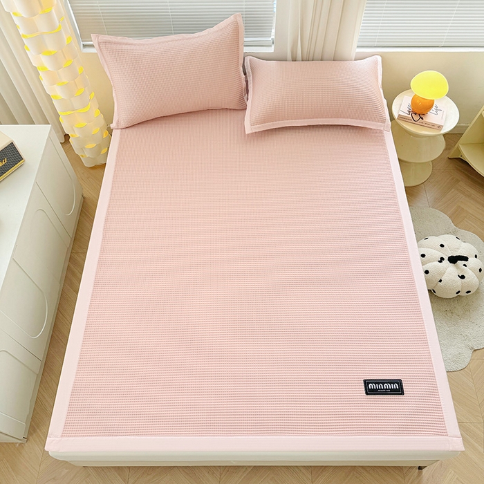 91家纺网 家纺一手货源 找家纺 如一 2025新款A类PE冰豆豆复合三明治凉席时尚款 时尚-蜜桃粉