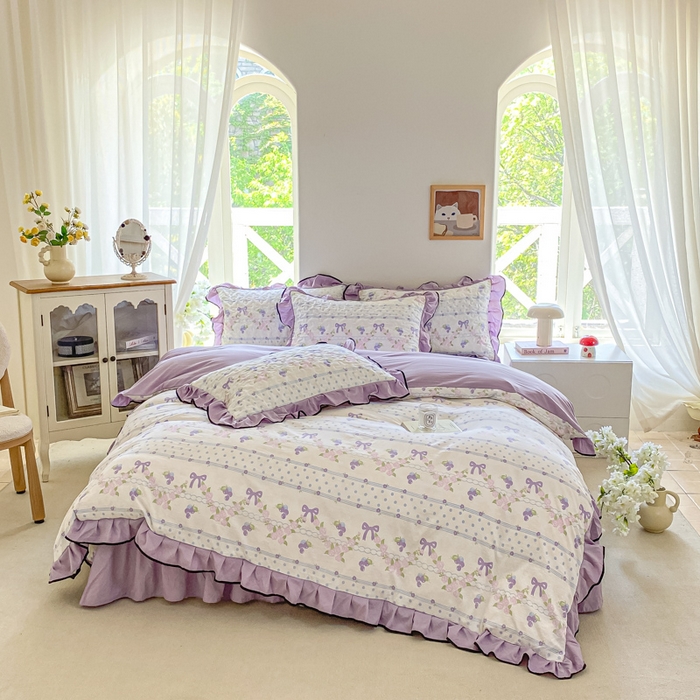 91家纺网 家纺一手货源 找家纺 米柳2025新款水洗棉床盖四件套 硕果累累