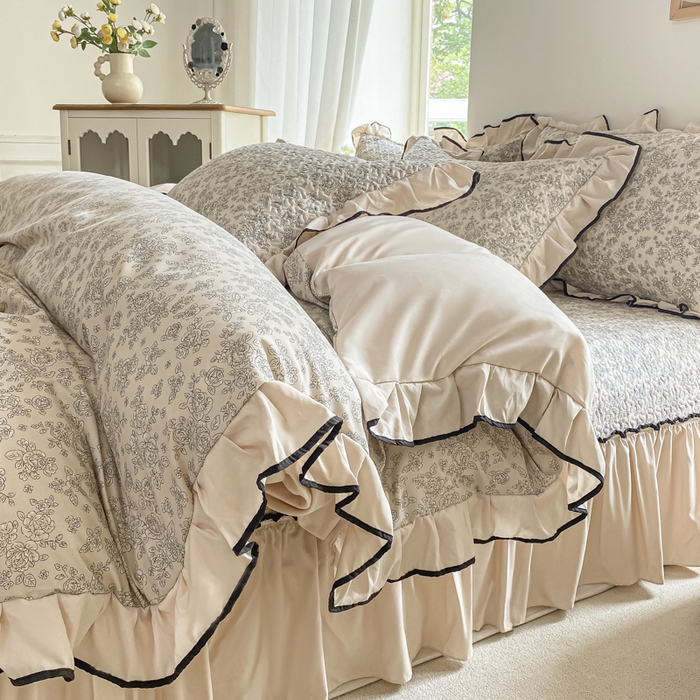 91家纺网 家纺一手货源 找家纺 （总）米柳2025新款水洗棉床盖四件套