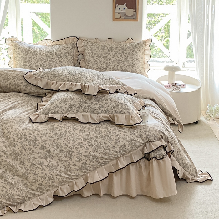 91家纺网 家纺一手货源 找家纺 （总）米柳2025新款水洗棉床盖四件套