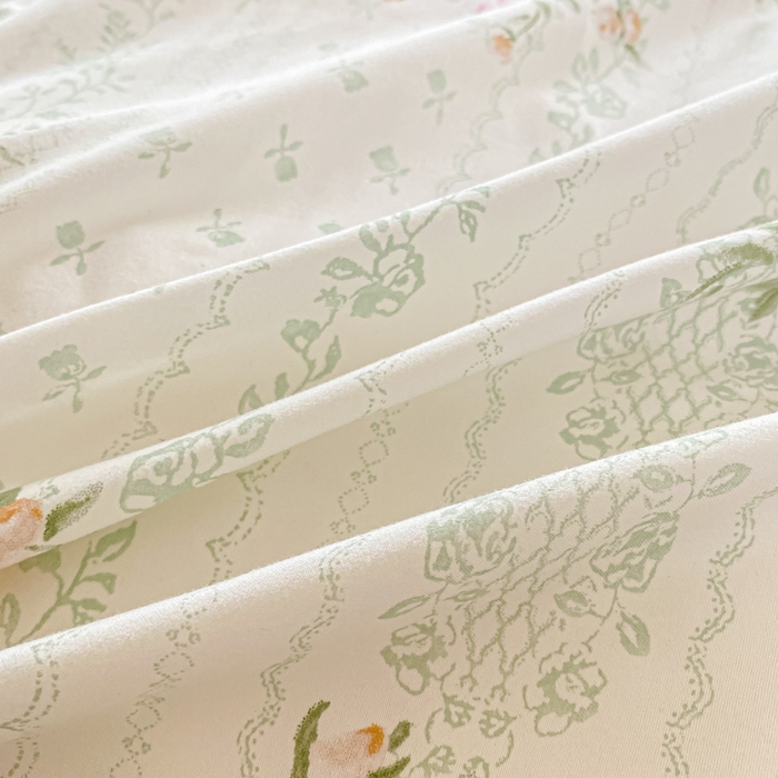 91家纺网 家纺一手货源 找家纺 米柳2025新款水洗棉床盖四件套 花非花