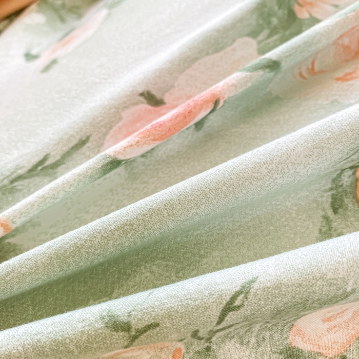 91家纺网 家纺一手货源 找家纺 米柳2025新款水洗棉床盖四件套 花语