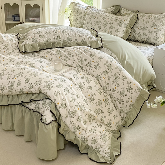 91家纺网 家纺一手货源 找家纺 米柳2025新款水洗棉床盖四件套 山奈