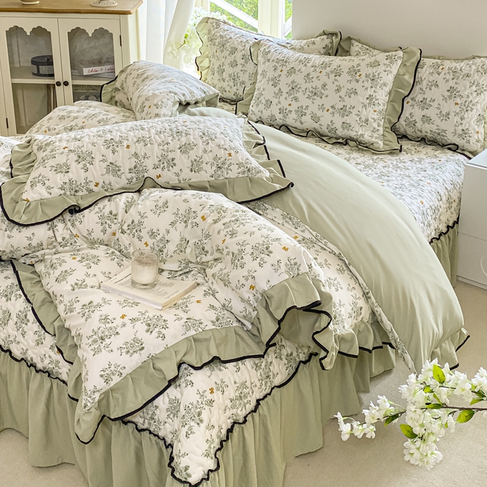 91家纺网 家纺一手货源 找家纺 米柳2025新款水洗棉床盖四件套 山奈