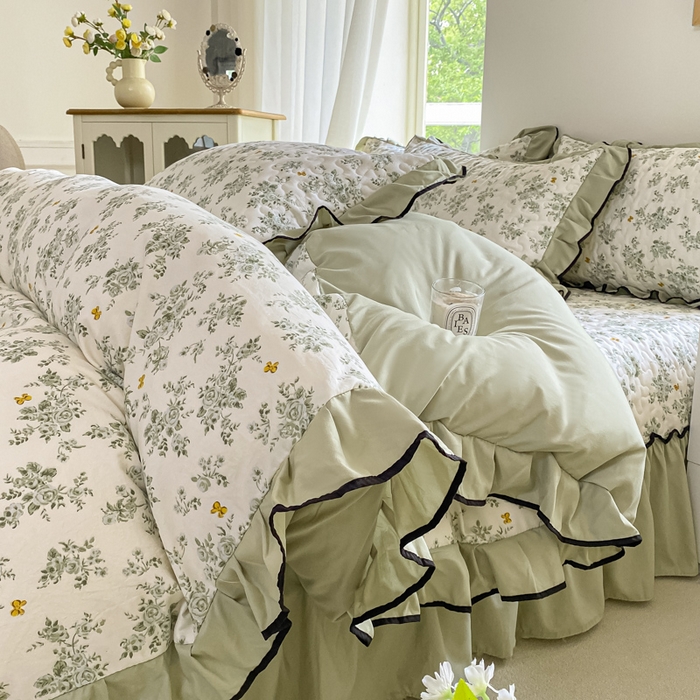 91家纺网 家纺一手货源 找家纺 米柳2025新款水洗棉床盖四件套 山奈