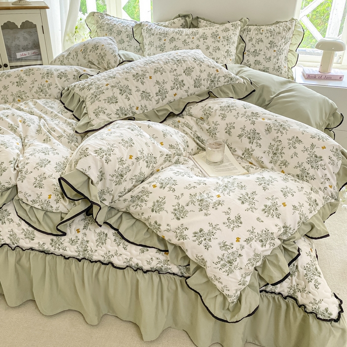 91家纺网 家纺一手货源 找家纺 米柳2025新款水洗棉床盖四件套 山奈