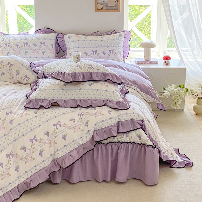 91家纺网 家纺一手货源 找家纺 米柳2025新款水洗棉床盖四件套 硕果累累