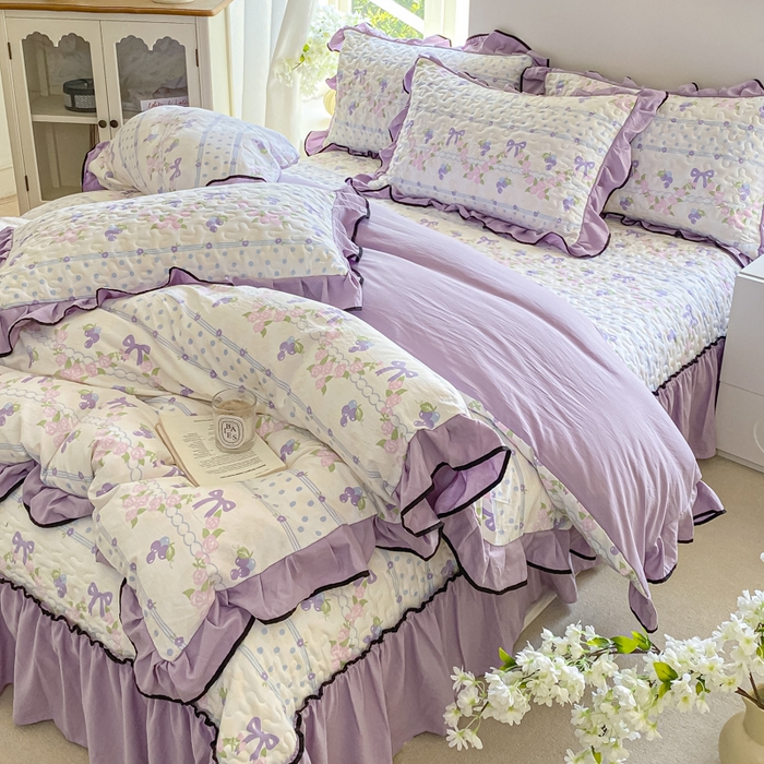 91家纺网 家纺一手货源 找家纺 米柳2025新款水洗棉床盖四件套 硕果累累