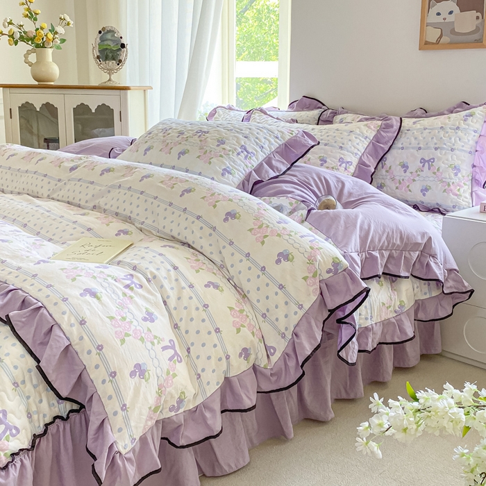 91家纺网 家纺一手货源 找家纺 米柳2025新款水洗棉床盖四件套 硕果累累