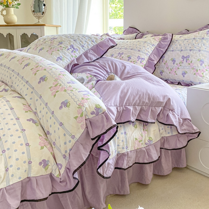 91家纺网 家纺一手货源 找家纺 米柳2025新款水洗棉床盖四件套 硕果累累