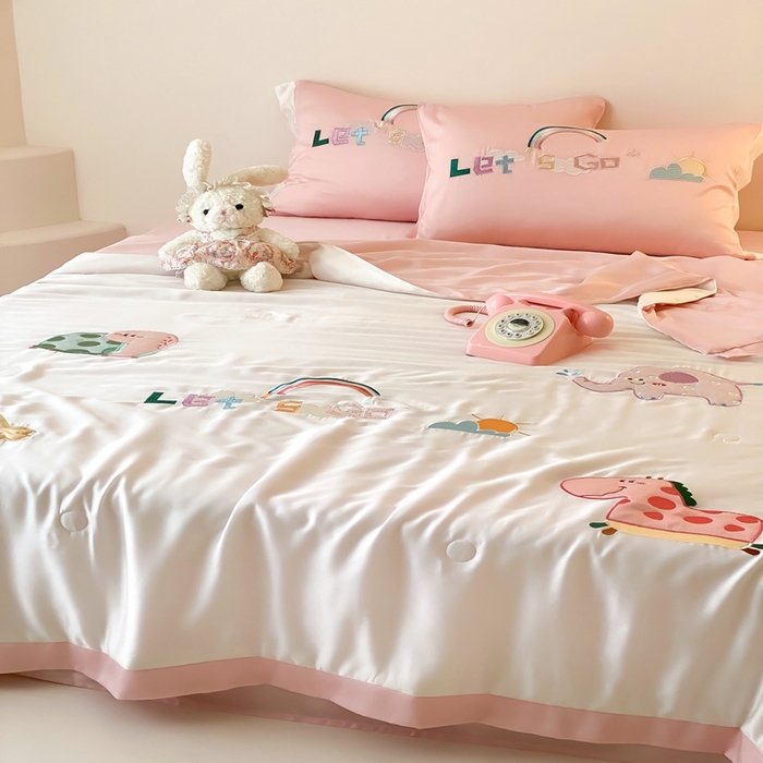 91家纺网 家纺一手货源 找家纺 （总）星野 2025新款蚕丝夏被-可爱派对