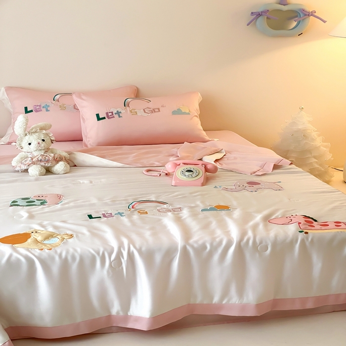 91家纺网 家纺一手货源 找家纺 （总）星野 2025新款蚕丝夏被-可爱派对