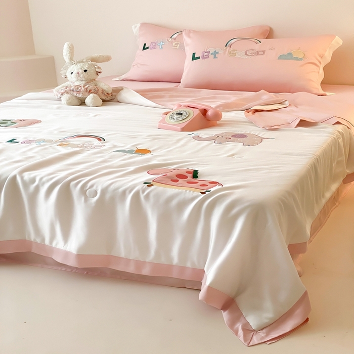 91家纺网 家纺一手货源 找家纺 （总）星野 2025新款蚕丝夏被-可爱派对