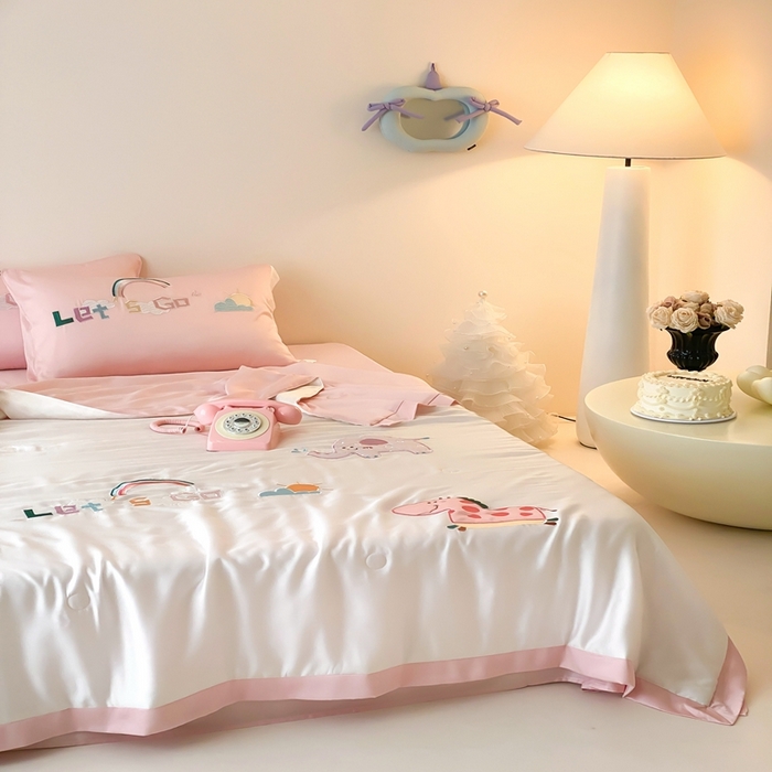 91家纺网 家纺一手货源 找家纺 （总）星野 2025新款蚕丝夏被-可爱派对