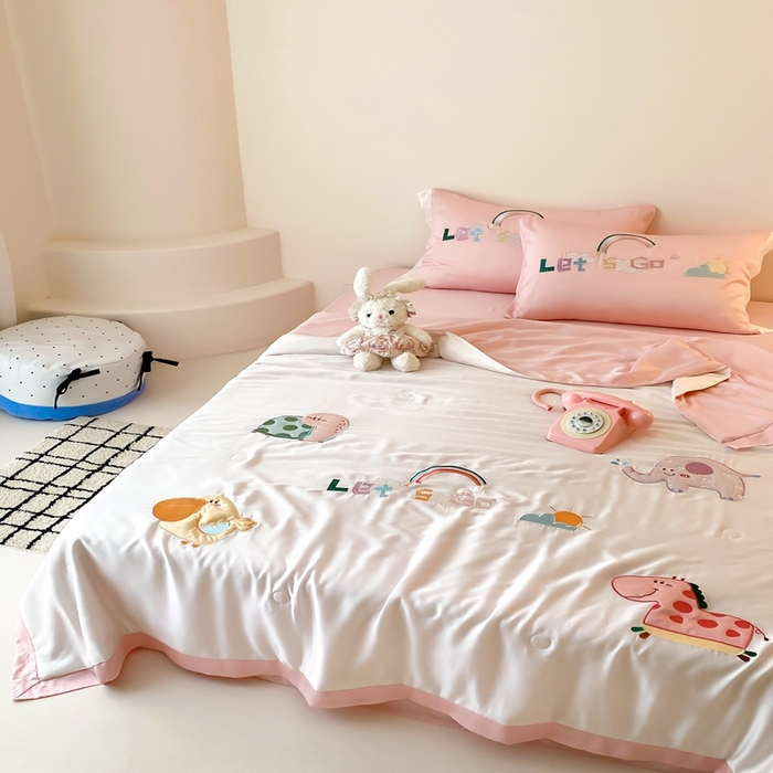 91家纺网 家纺一手货源 找家纺 （总）星野 2025新款蚕丝夏被-可爱派对