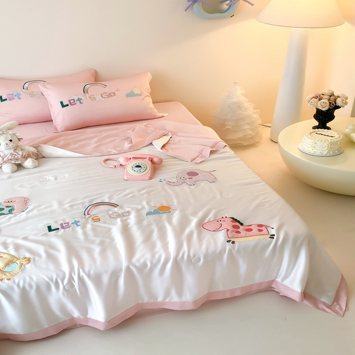 91家纺网 家纺一手货源 找家纺 （总）星野 2025新款蚕丝夏被-可爱派对