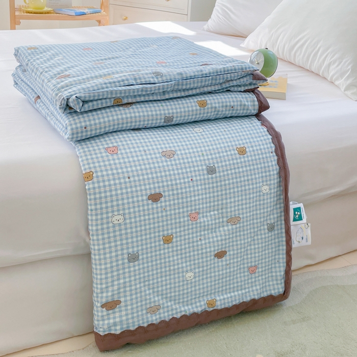 （总）千朵2025新款全棉60支单层纱花边夏被