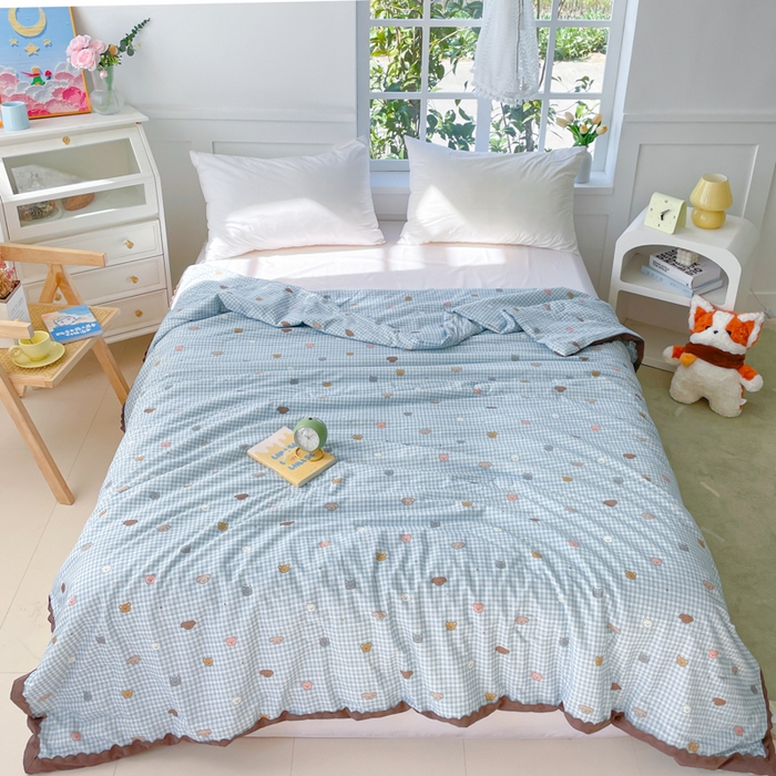 91家纺网 家纺一手货源 找家纺 （总）千朵2025新款全棉60支单层纱花边夏被