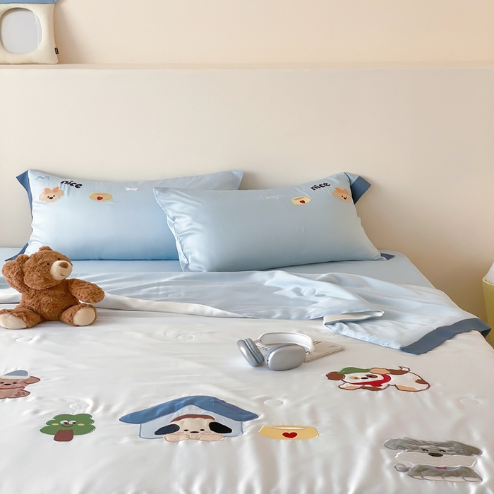 91家纺网 家纺一手货源 找家纺 （总）星野 2025新款蚕丝夏被-狗狗天团