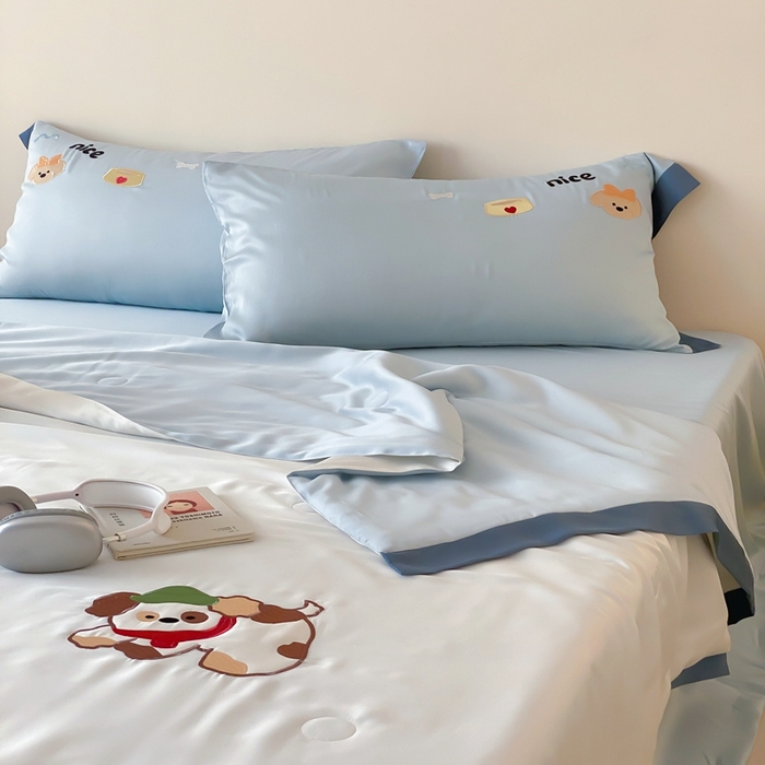 91家纺网 家纺一手货源 找家纺 （总）星野 2025新款蚕丝夏被-狗狗天团