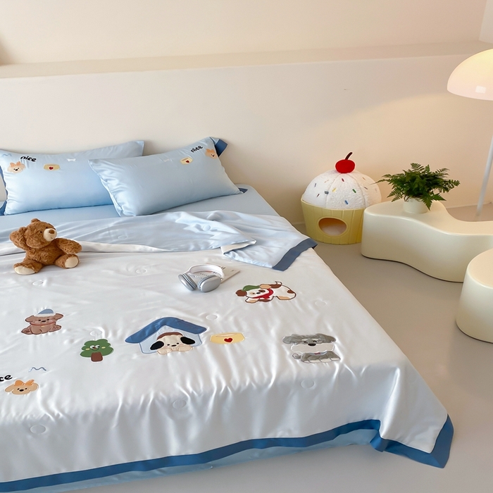 91家纺网 家纺一手货源 找家纺 （总）星野 2025新款蚕丝夏被-狗狗天团