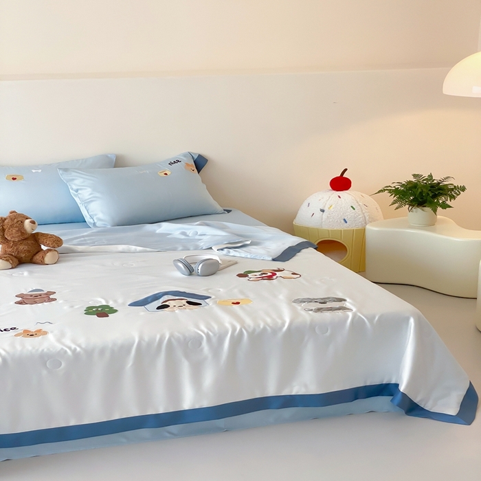 91家纺网 家纺一手货源 找家纺 （总）星野 2025新款蚕丝夏被-狗狗天团