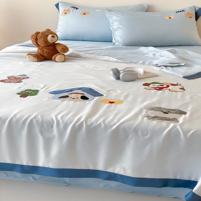 91家纺网 家纺一手货源 找家纺 （总）星野 2025新款蚕丝夏被-狗狗天团