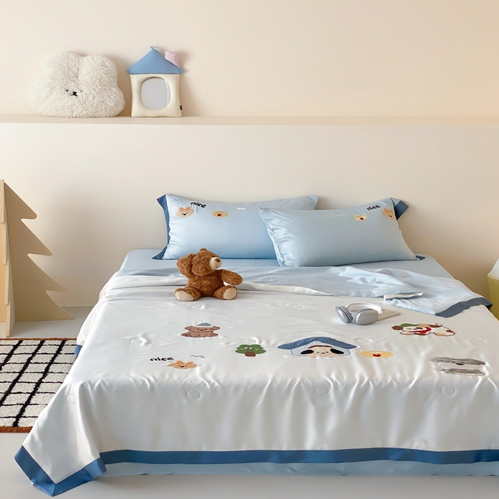 91家纺网 家纺一手货源 找家纺 （总）星野 2025新款蚕丝夏被-狗狗天团