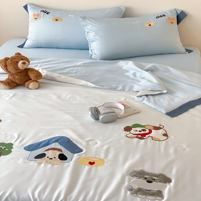 91家纺网 家纺一手货源 找家纺 （总）星野 2025新款蚕丝夏被-狗狗天团