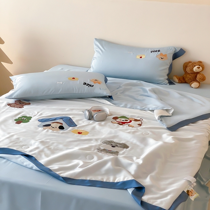 91家纺网 家纺一手货源 找家纺 （总）星野 2025新款蚕丝夏被-狗狗天团