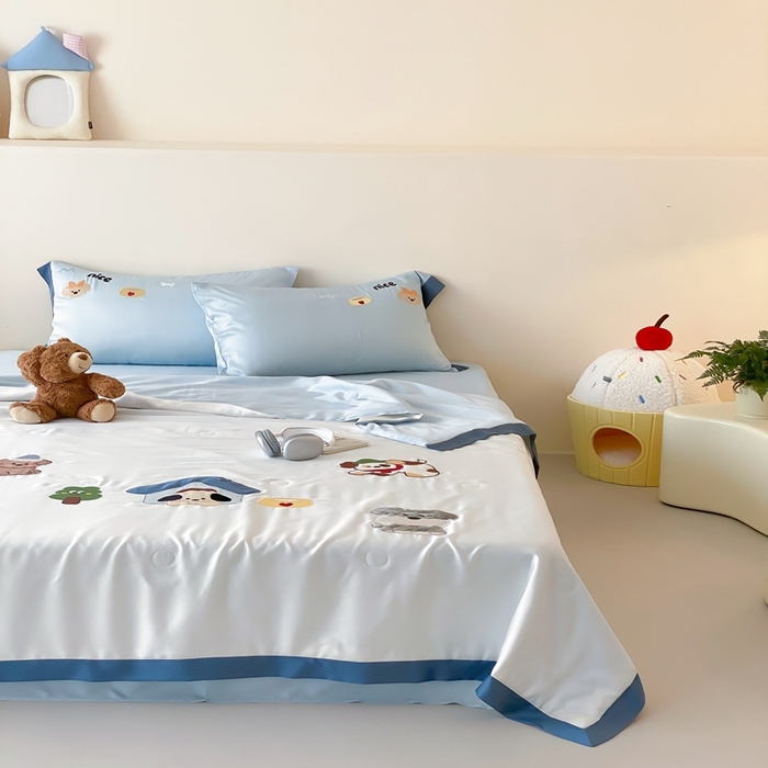 91家纺网 家纺一手货源 找家纺 （总）星野 2025新款蚕丝夏被-狗狗天团