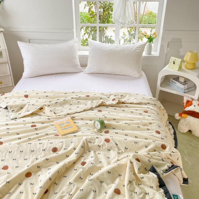 91家纺网 家纺一手货源 找家纺 2025新款全棉60支单层纱花边夏被 芬妮